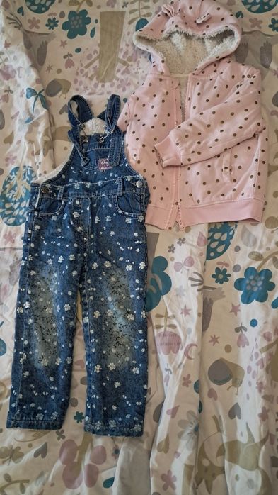 Комбінезон джинсовий+курточка тепленькі для дівчинки