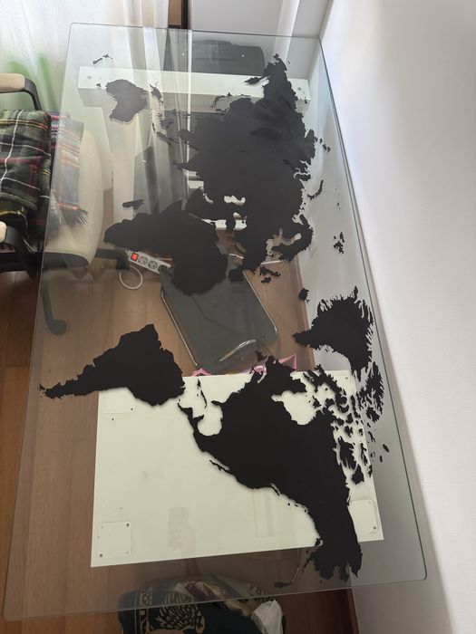 Tampo de Secretária em Vidro Mapa Mundo