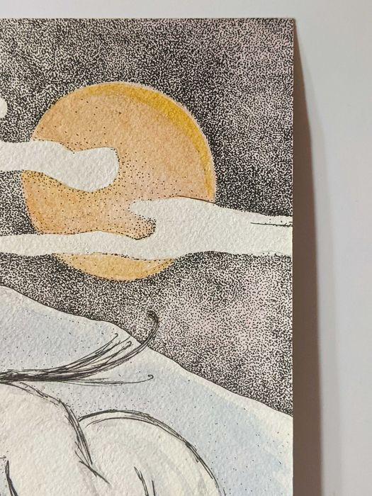 Оригінальна картина "Тихий вечір" , акварель, папір 42х14