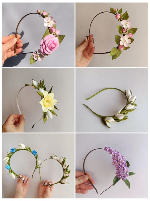 Обруч з квітами на свято весни,фотосесію.Обруч весна.