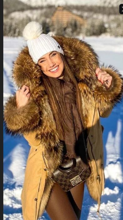 Parka Rozenek futro naturalne Jenot Nowość Poszukiwana