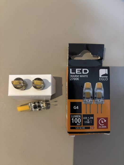 Pack de 2 lâmpadas EGLO LED G4 1.2W 2700K+oferta 1* 1.8W (novas)