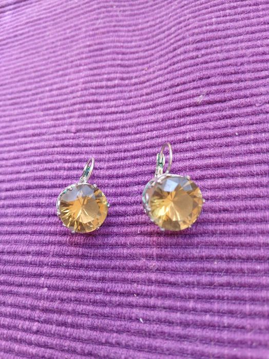 Brincos de Cristal Citrico e Prata Esterlina