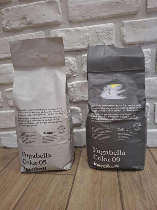 Fuga Kerakoll : nr. 05 szaro perłowy  , 09 ciemno szary.