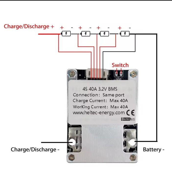 BMS плата захисту акумулятора 3S 40A 3,7V li-ion/ 4s 40A 3,2 lifePo4