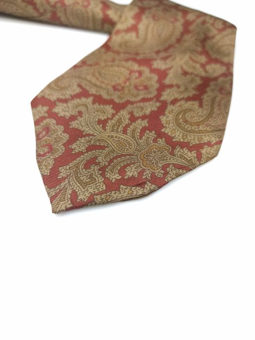 Stefani jedwabny krawat czerwony paisley bib10