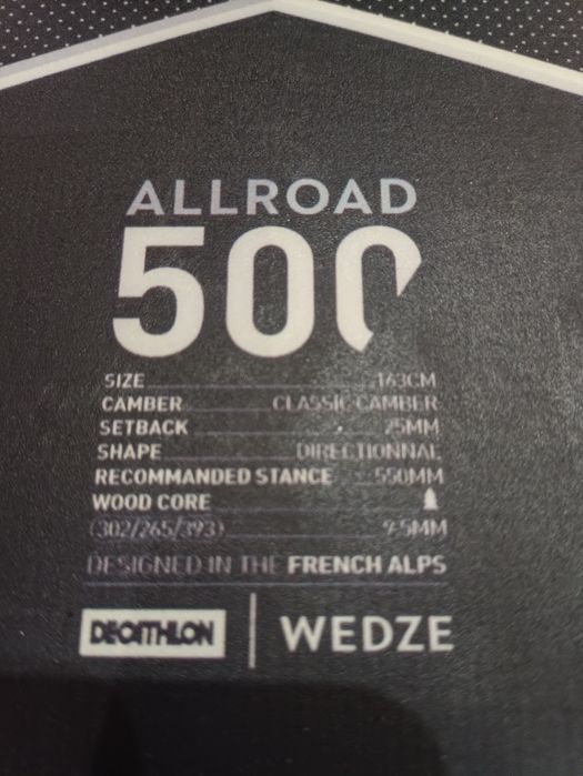 Prancha All road 500  tamanho 163 wide com fixações rápida