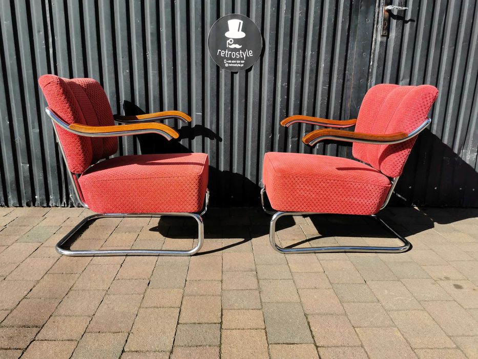 Unikatowy fotel chrom Mücke & Melder / Thonet, Czechosłowacja '30-'50