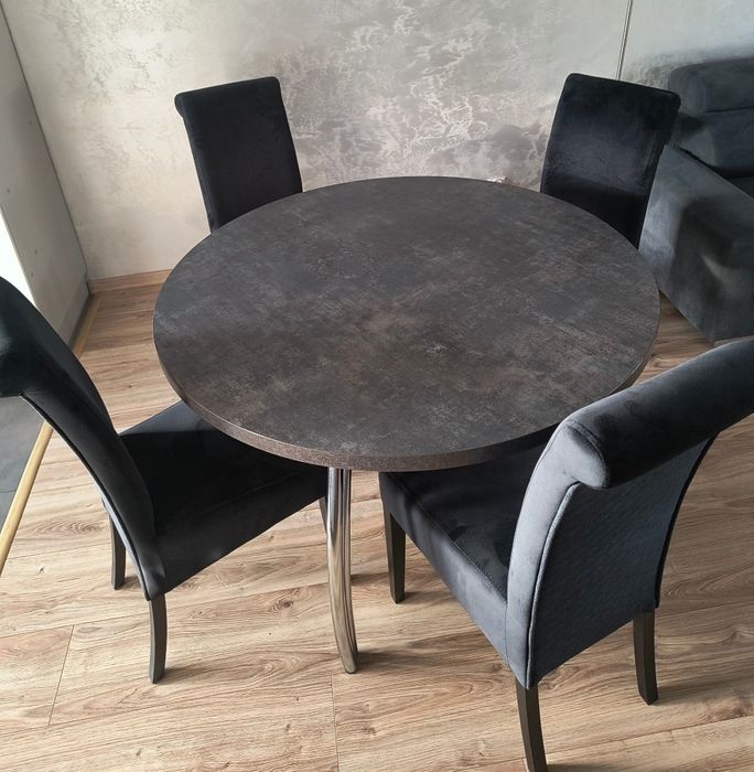 Stół okrągły około 120cm kolor ,, ciemny beton,, jak NOWY