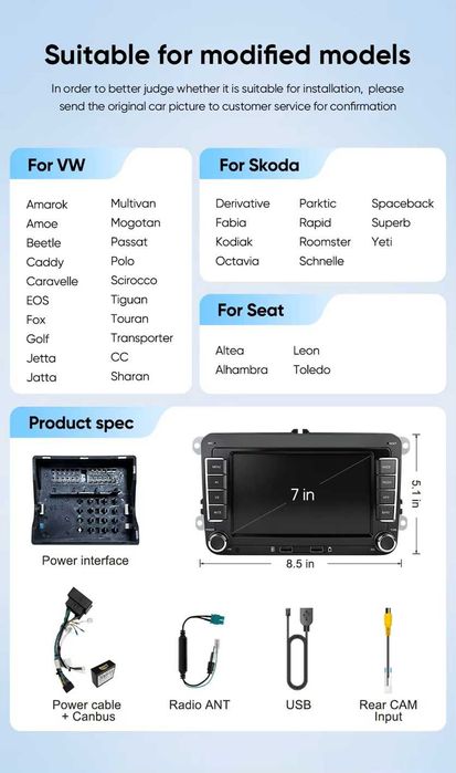 radio z bezprzewodowym carplay ,android auto vw passat,skoda,golf,caddy
