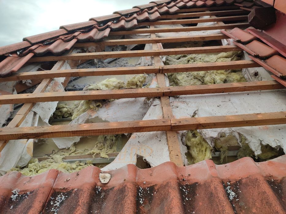 Ocieplenie celulozą i naprawa dachu po kunach