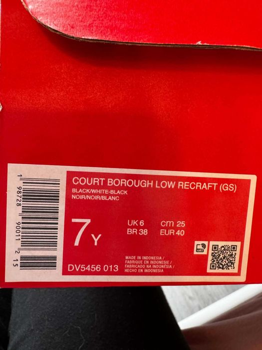 Buty Nike court borough low recraft biało czarne 40 sneakersy