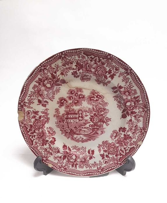 Antigo Prato Inglês Tonquin Desenho Gravado à mão Alfred Meakin