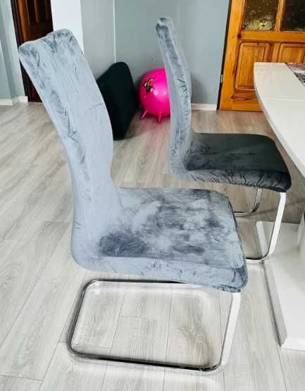 6szt szare pokrowce w na krzesła NOWE welurowe uniwersalne elastyczne