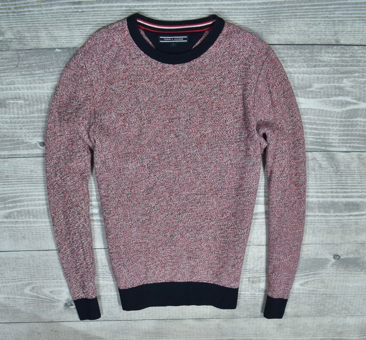 Tommy Hilfiger Bawełniany Sweter Czerwony Melanż S