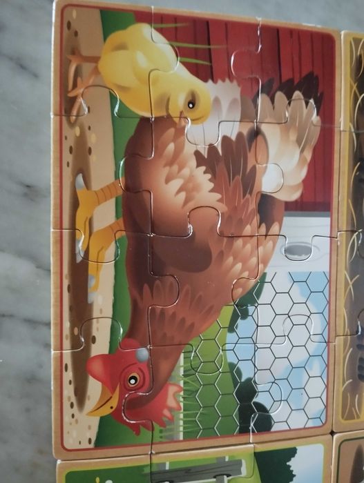 4 puzzles de madeira