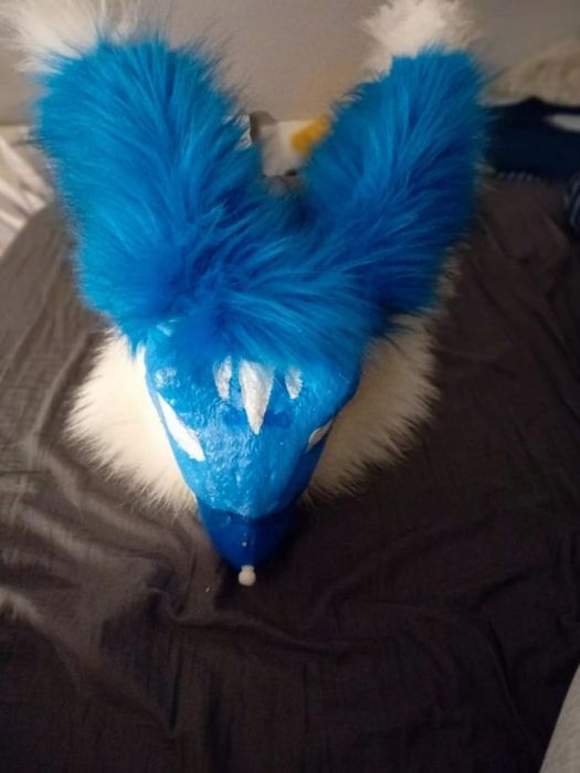 niebiesko biała dino maska koi