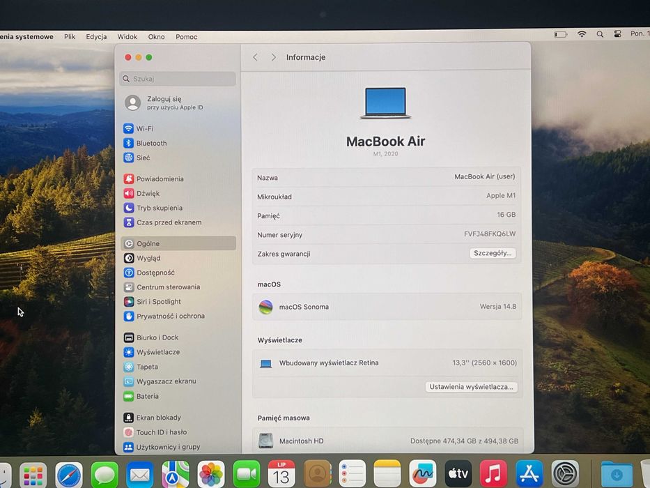 2020 MacBook Air A2337 13" M1 16GB 512GB