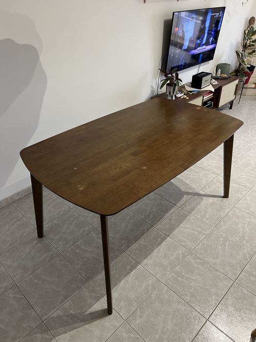 Mesa de Jantar em Madeira Escura 150x90 cm – Bom Estado