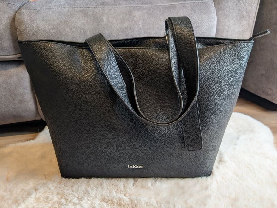 Lasocki torebka torba czarna A4 shoperka shopper