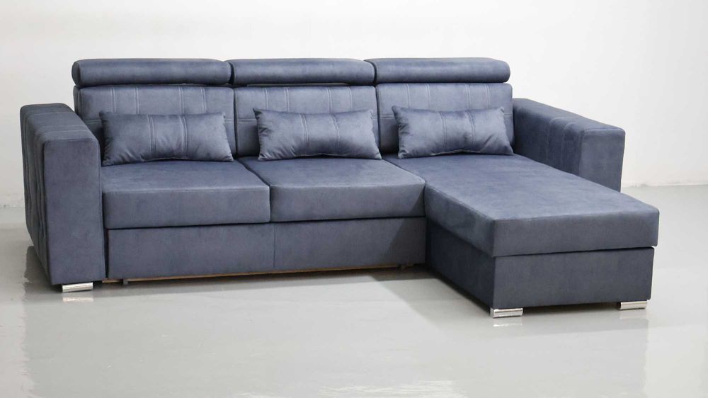 TGR NAROŻNIK funkcja spania pojemnik regulowane zagłówk niebieskoszary