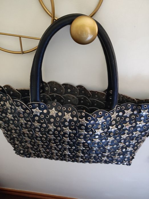 Mala vintage couro estilo punk rock