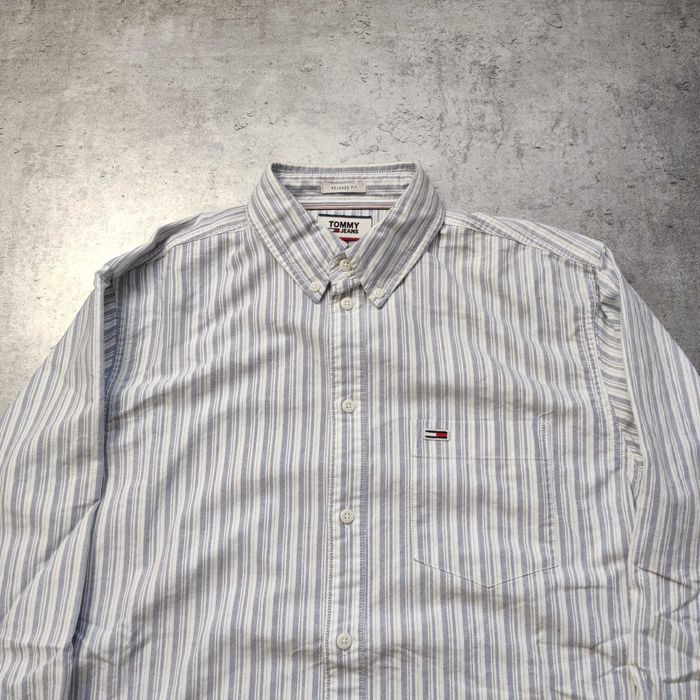 MĘSKA PREMIUM Elegancka Koszula Paski Elegancka Bawełna Tommy Hilfiger