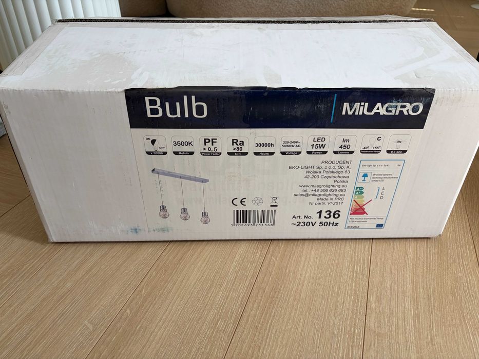 Designerska lampa wisząca Bulb LED 15W – nowa, 50% taniej