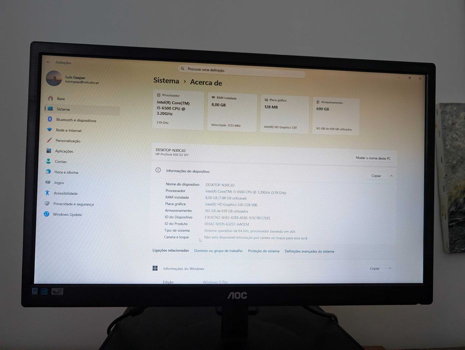 Computador com Monitor, Teclado e Rato