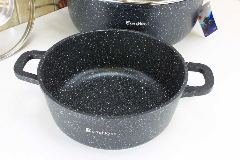 Ciężkie solidne marmurowe garnki 2.3L, 4.5L, 6.5L Elitehoff PREMIUM 61