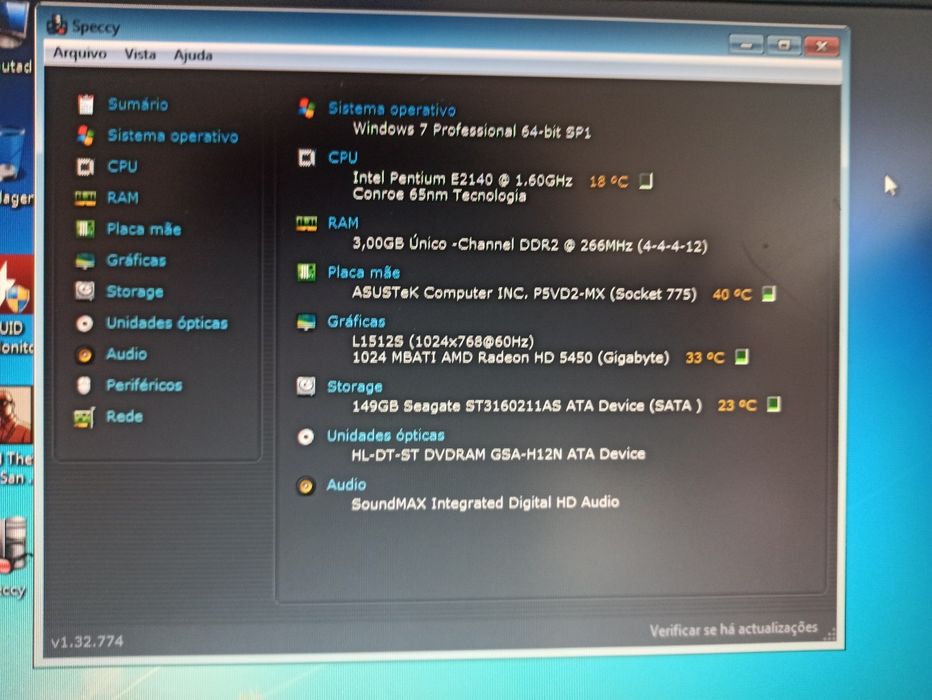 PC completo Dual Core com monitor 15 LCD