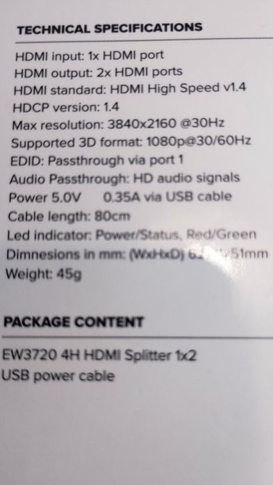 4K HDMI  Splitter