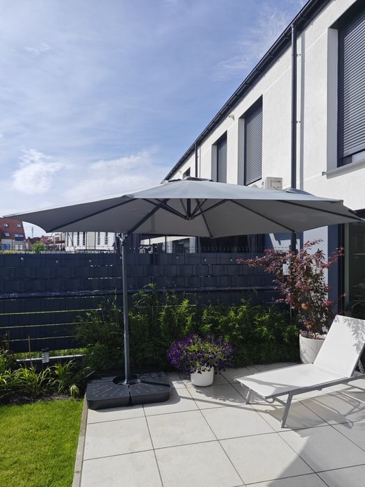 Parasol ogrodowy 300cm z podstawą - szary