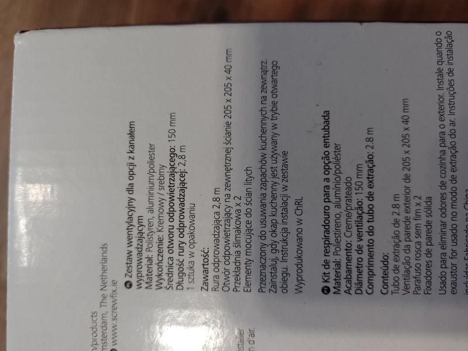 Rura zginana dookapu , zestaw nowy do podłączenia