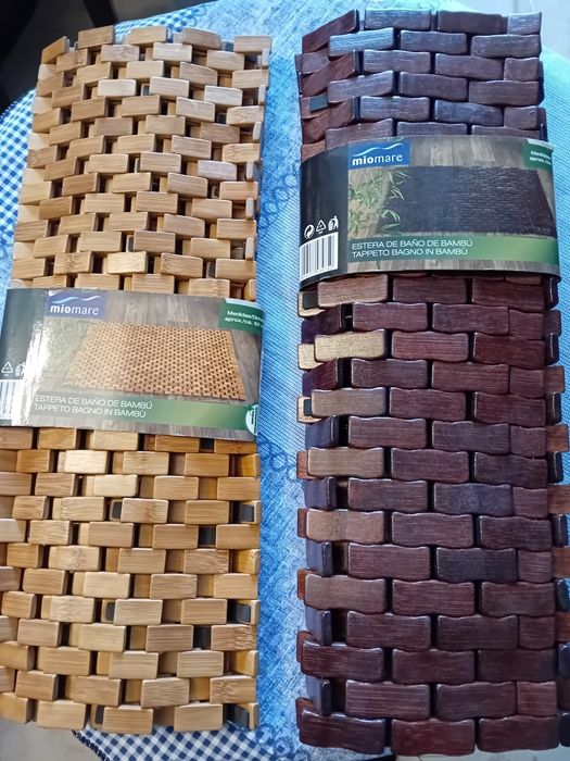 Tapete p duche anti escorrega novo em bamboo castanho escuro ou claro