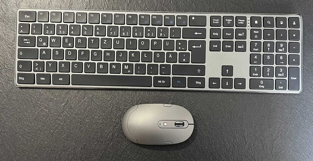 Klawiatura i mysz bezprzewodowa Amazon Basics ultracienka cicha QWERTZ DE