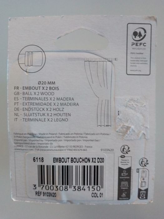 Terminais de varão cortina