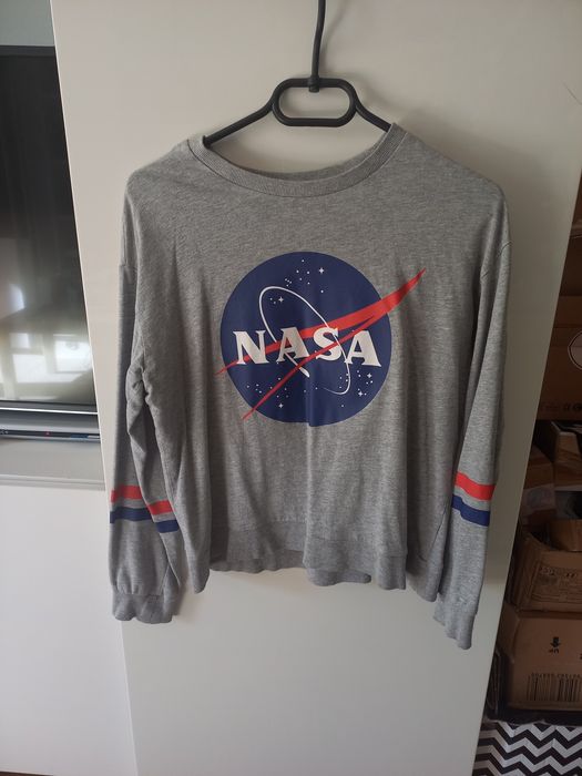 bluza szara nasa długi rękaw hoodie
