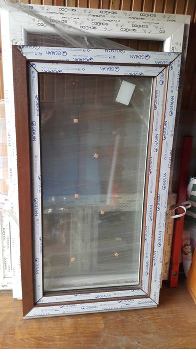 Nowe okna PCV orzech / białe / wymiar 80cmx140cm / 6sztuk / okazja !!!