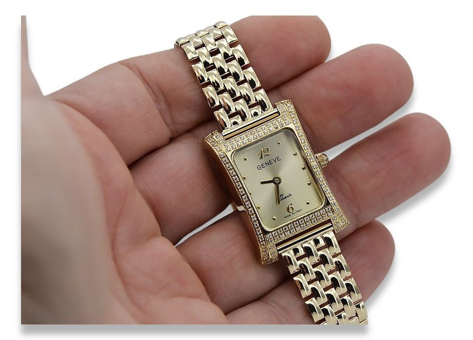Złoty zegarek z bransoletą damską 14k Geneve lw002ydg&lbw004y Poznań