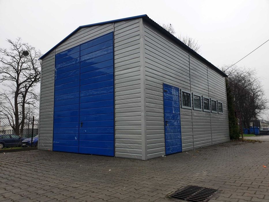 Blaszana hala 5×8m – srebrny/niebieski