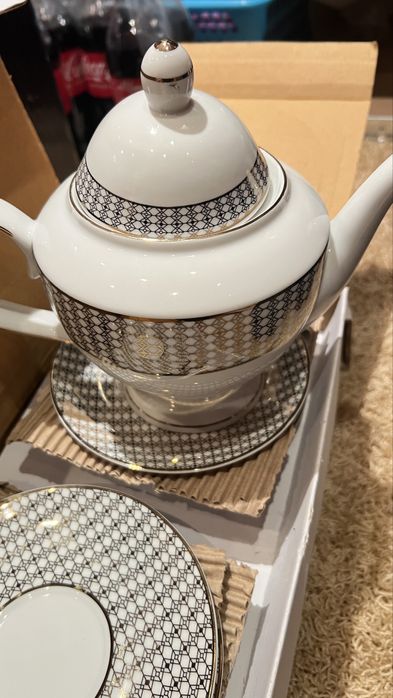 Porcelana Bogucice serwis do herbaty 6 osob muskat 0989 15 elementow