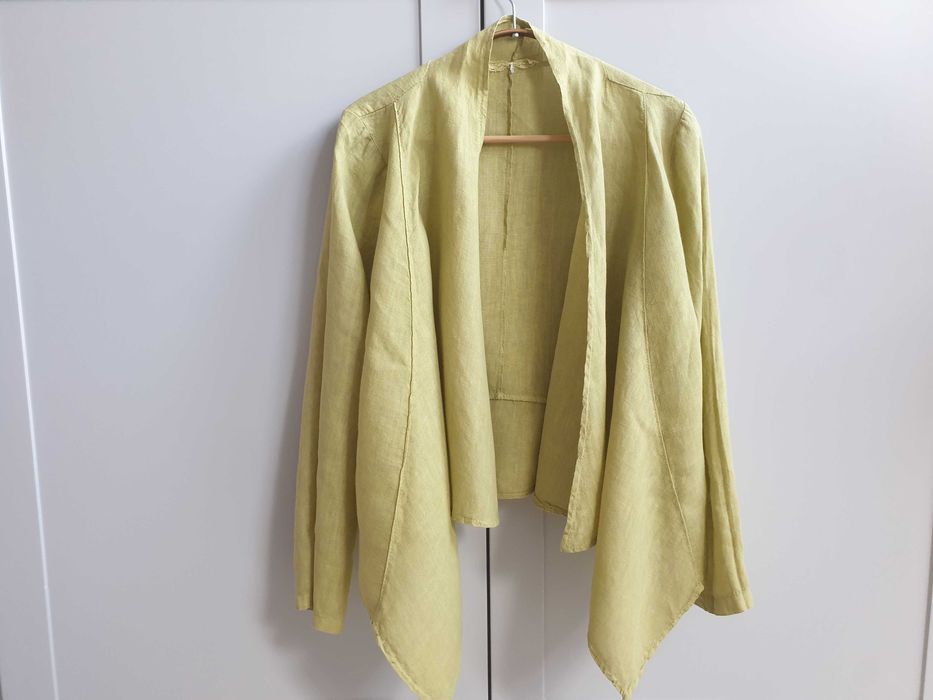 Limonkowa lniana marynarka żakiet Made in Italy 100% len 38 40