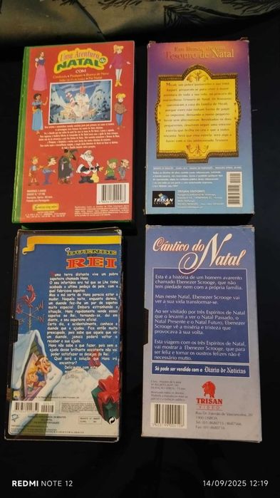 VHS - 4 cassetes desenhos animados - temática natalícia.