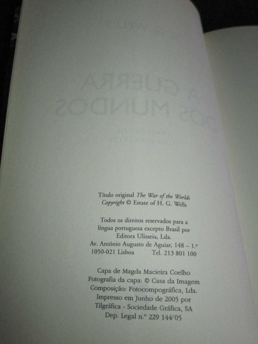 Livro A Guerra dos Mundos H. G. Wells