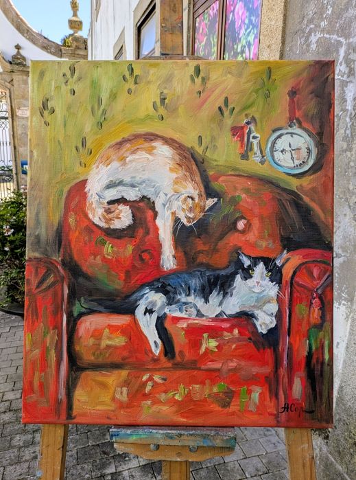 Quadro pintado á óleo sobre tela, 55x46 cm