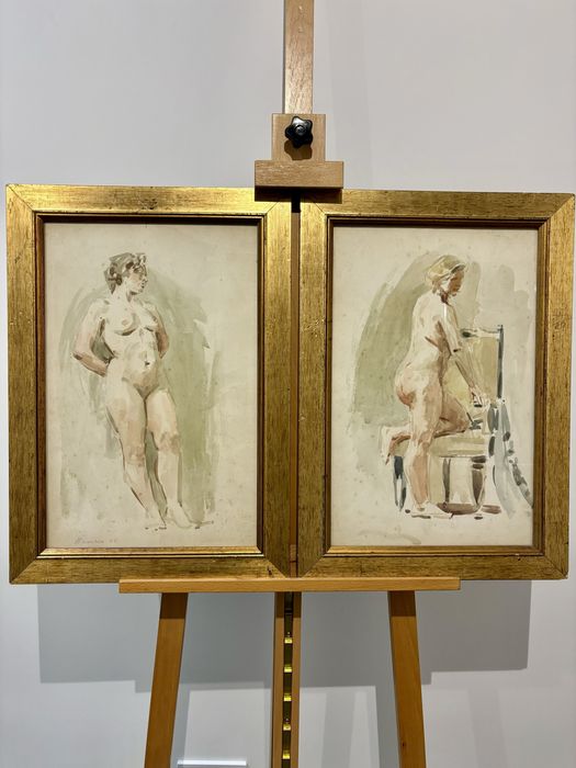 Cudowna Para Aktów Obrazów aukcyjnych Akwarela Nikolai Bortnikov 1958