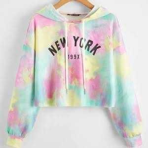 oversizowa neonowa bluza z kapturem kolorowa new york 40L 38M 3/4