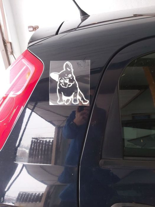 BULDOG FRANCUSKI- 13cm x 11cm - naklejka na auto ścianę laptop quad