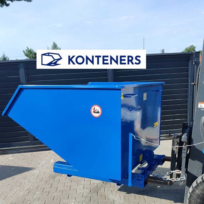 Kontener samowyładowczy KOLEBA 1500 l/ 1,5m3 odpady CNC, złom, drewno